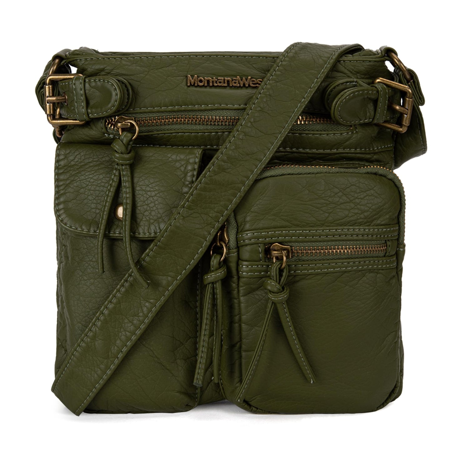 Montana West Crossbody Bag for Women Multi Pocket Shoulder Bags Medium Travel Purses Ultra Soft Washed Leather