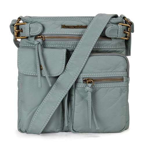 Montana West Crossbody Bag for Women Multi Pocket Shoulder Bags Medium Travel Purses Ultra Soft Washed Leather