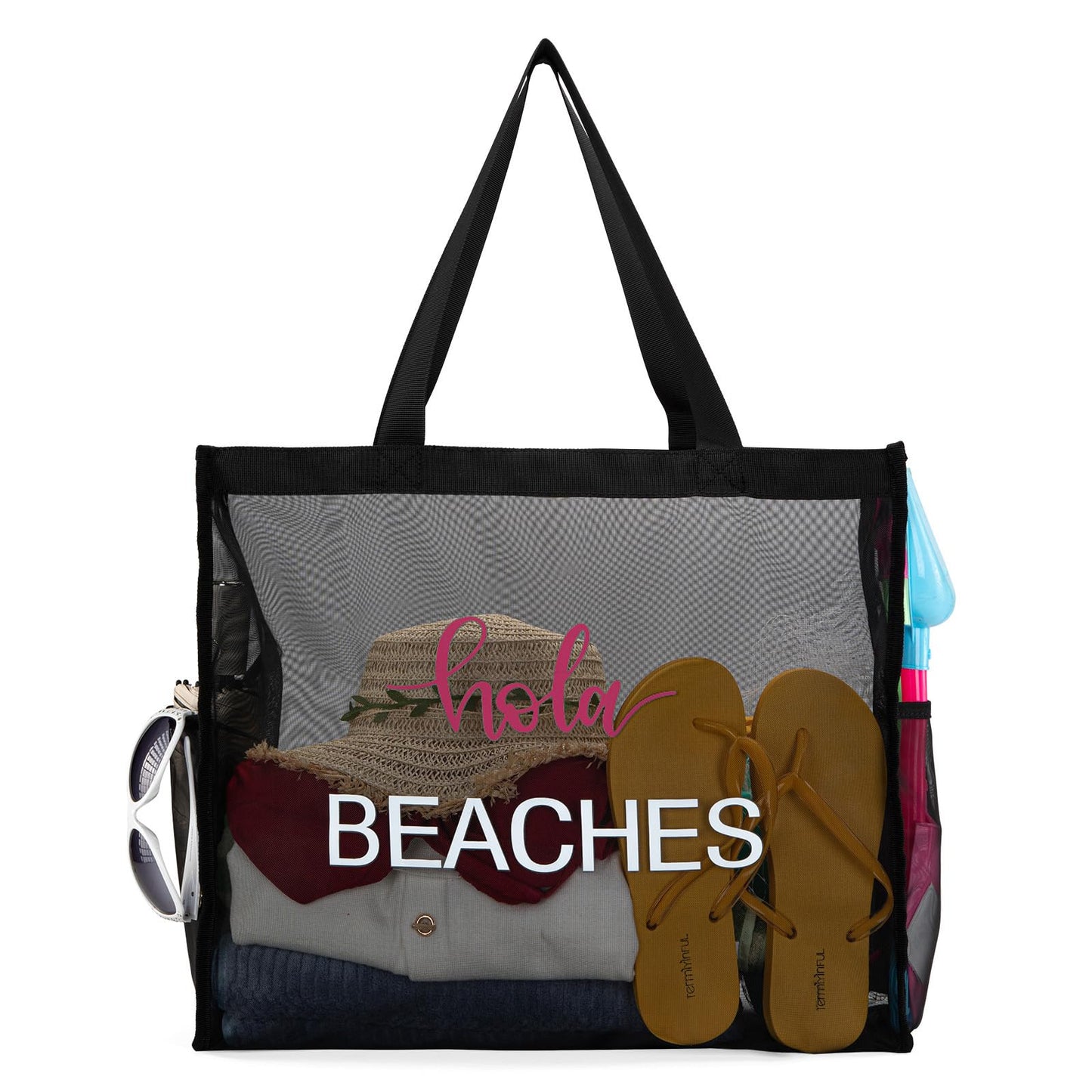 Montana West Large Mesh Beach Tote Bag Net Mesh Pool Bag with Two Pockets