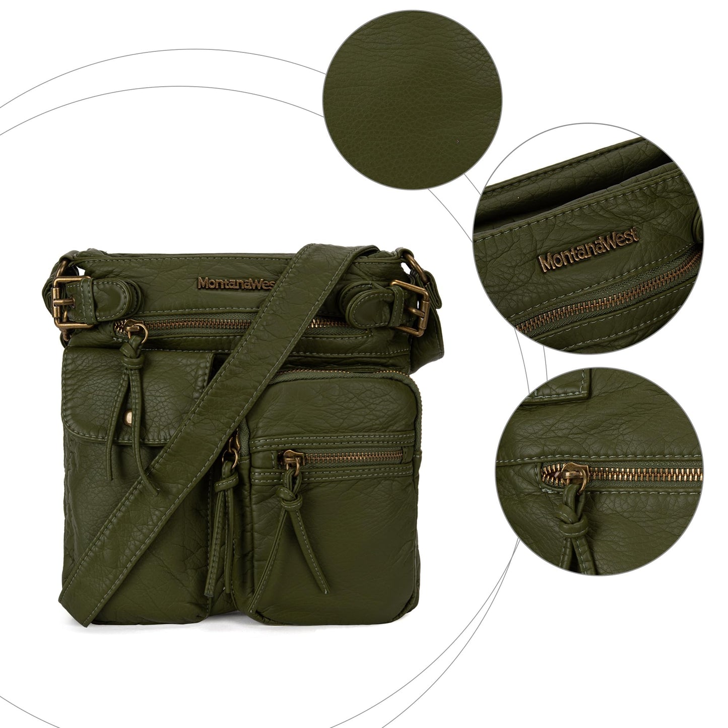 Montana West Crossbody Bag for Women Multi Pocket Shoulder Bags Medium Travel Purses Ultra Soft Washed Leather