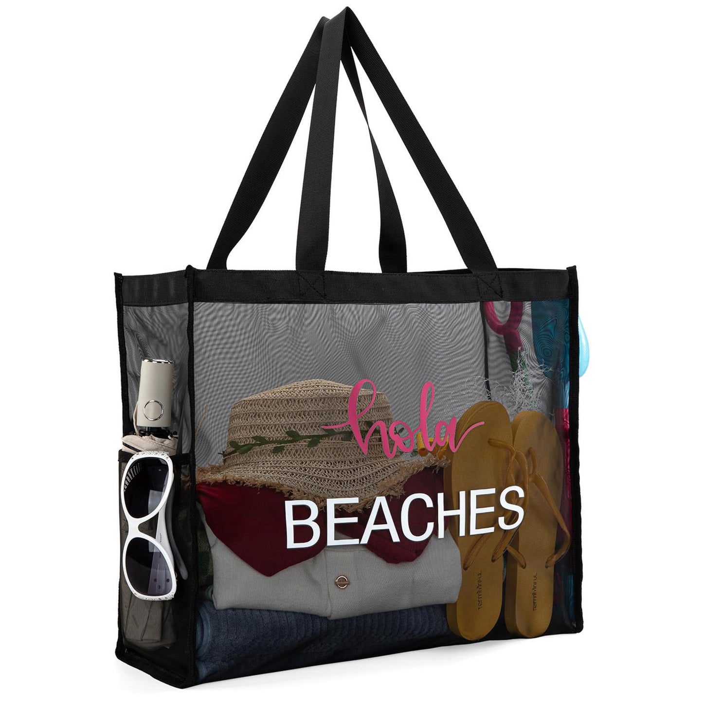 Montana West Large Mesh Beach Tote Bag Net Mesh Pool Bag with Two Pockets