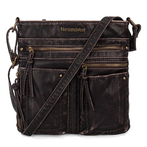 Montana West Crossbody Bag for Women Multi Pocket Shoulder Bags Medium Travel Purses Ultra Soft Washed Leather