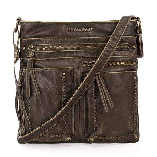 Montana West Crossbody Bag for Women Multi Pocket Shoulder Bags Medium Travel Purses Ultra Soft Washed Leather