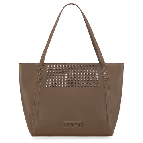 Montana West Tote Bag for Women Rivets Purses and Handbags Shoulder Bag with Zipper
