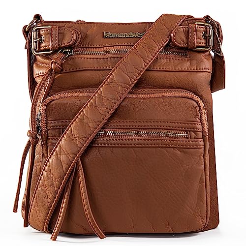 Montana West Crossbody Bag for Women Multi Pocket Shoulder Bags Medium Travel Purses Ultra Soft Washed Leather