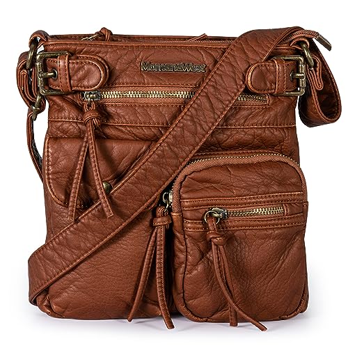 Montana West Crossbody Bag for Women Multi Pocket Shoulder Bags Medium Travel Purses Ultra Soft Washed Leather