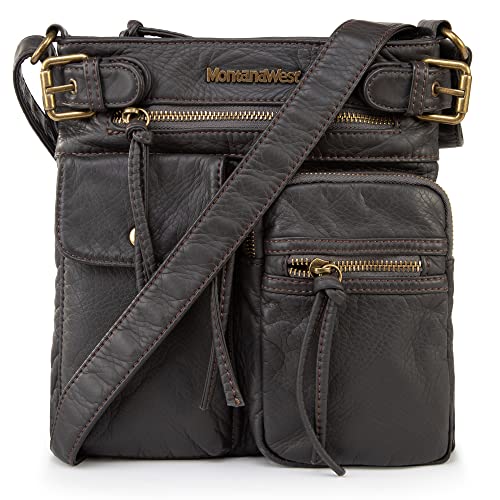 Montana West Crossbody Bag for Women Multi Pocket Shoulder Bags Medium Travel Purses Ultra Soft Washed Leather