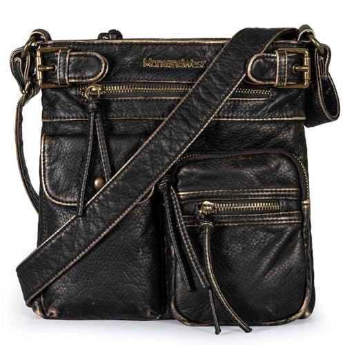 Montana West Crossbody Bag for Women Multi Pocket Shoulder Bags Medium Travel Purses Ultra Soft Washed Leather