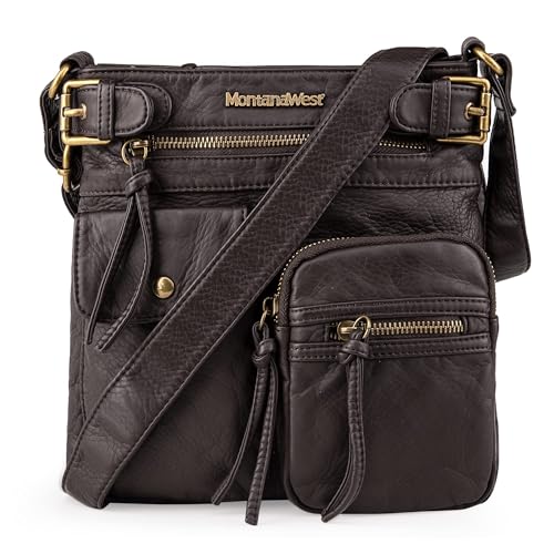 Montana West Crossbody Bag for Women Multi Pocket Shoulder Bags Medium Travel Purses Ultra Soft Washed Leather
