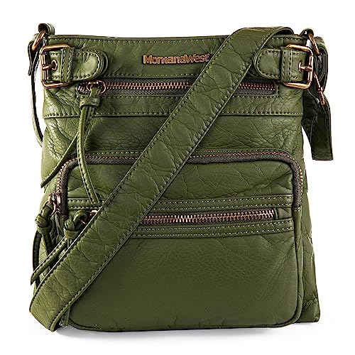 Montana West Crossbody Bag for Women Multi Pocket Shoulder Bags Medium Travel Purses Ultra Soft Washed Leather
