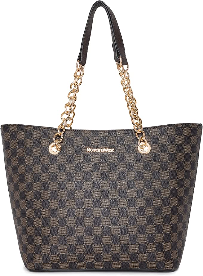 Montana West Handbags for Women Chain Shoulder Vegan Leather Tote Bag Top Handle Handbag