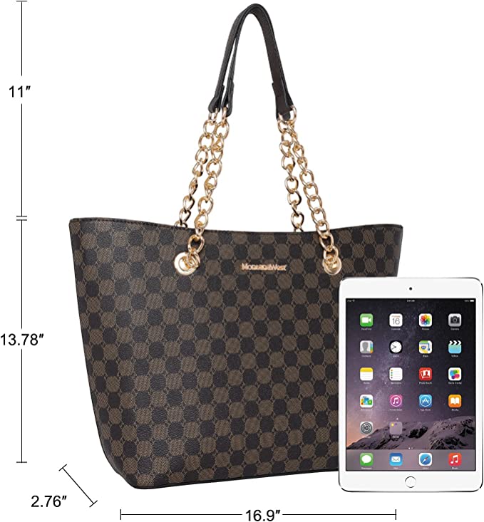 Montana West Handbags for Women Chain Shoulder Vegan Leather Tote Bag Top Handle Handbag