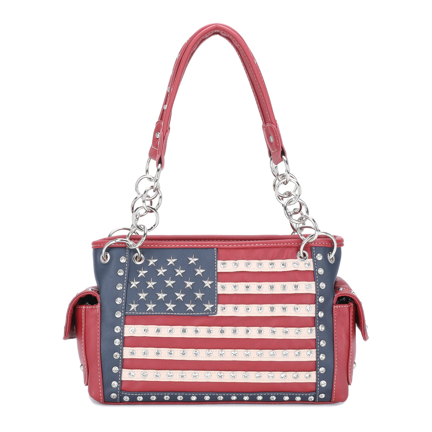 Montana West Women's Patriotic Studded Tote Satchel Handbags