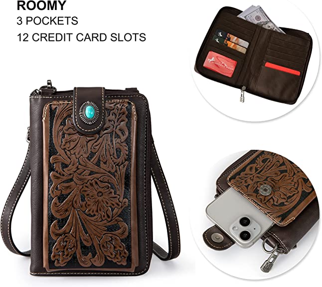 Montana West Small Crossbody Cell Phone Purses for Women Western Style Phone Bags Wallet Purses and Handbags with Strap