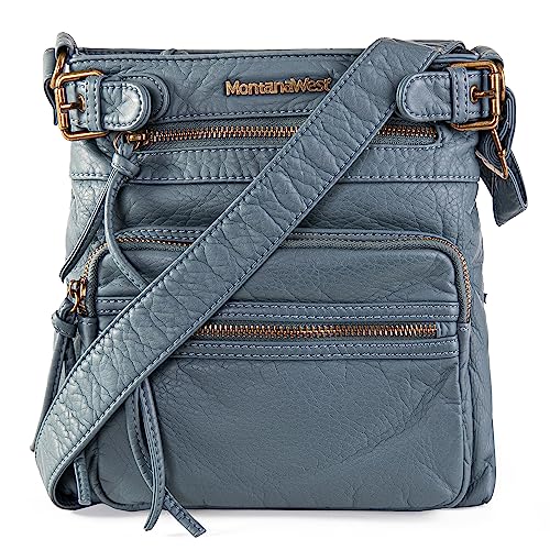 Montana West Crossbody Bag for Women Multi Pocket Shoulder Bags Medium Travel Purses Ultra Soft Washed Leather