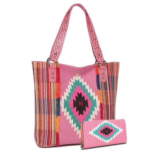 Montana West Women's Aztec Tapestry Concealed Carry Tote Vegan Leather Purses