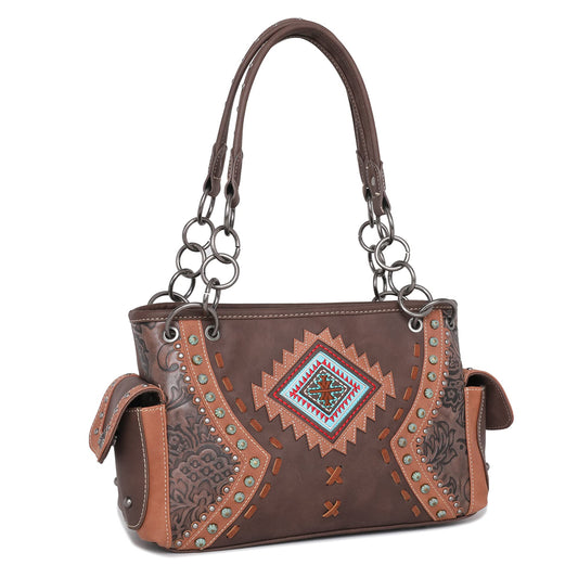 Montana West Vegan Leather Aztec Collection Concealed Carry Tote Bag