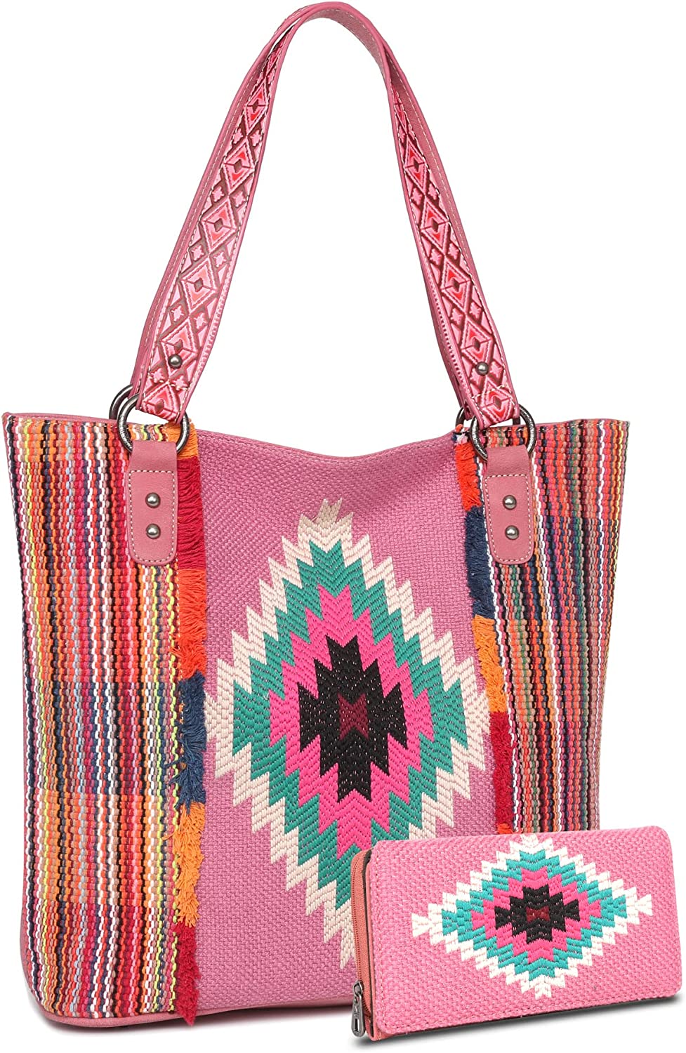 Montana West Women's Aztec Tapestry Concealed Carry Tote Vegan Leather Purses