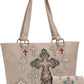 Montana West Reainstone Embroidered Cross Collection Concealed Carry Tote