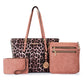 Montana West 3 pcs Handbag Set Leopard Print Tote Bag