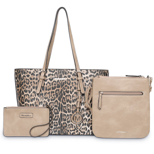 Montana West 3 pcs Handbag Set Leopard Print Tote Bag