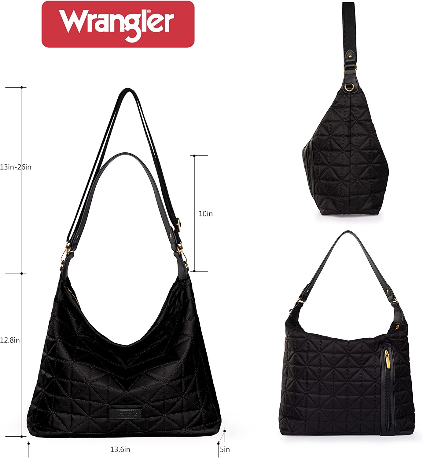 Wrangler Quilted Hobo bags Nylon Large Crossbody Bag