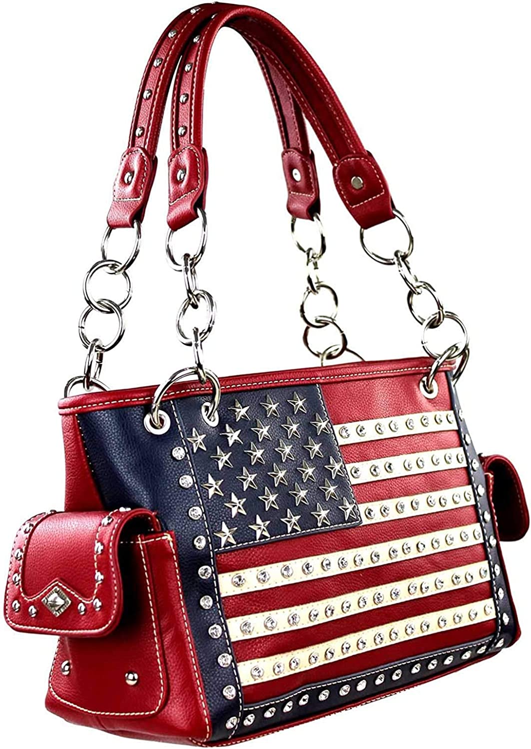 Montana West Women's Patriotic Studded Tote Satchel Handbags