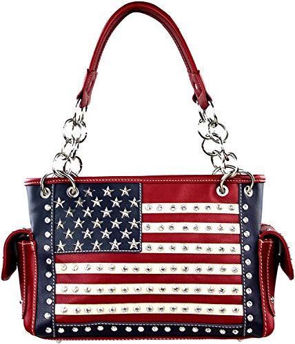 Montana West Women's Patriotic Studded Tote Satchel Handbags