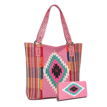 Montana West Women's Aztec Tapestry Concealed Carry Tote Vegan Leather Purses