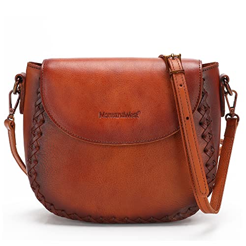 Montana West Real Leather Tooled Collection Crossbody Bag