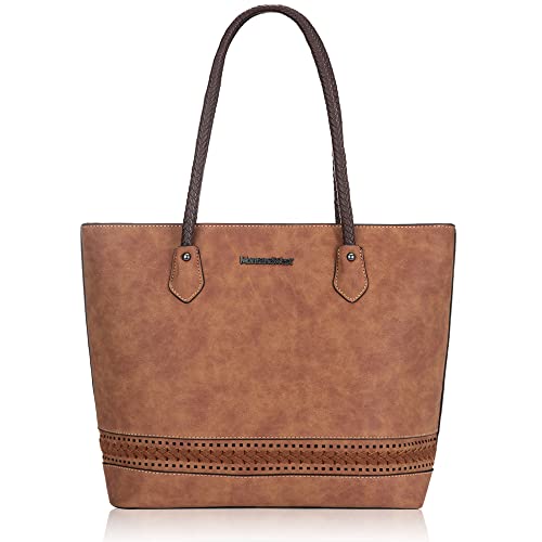 Montana West Vegan Leather Top-handle Shoulder Bag with Woven Decro